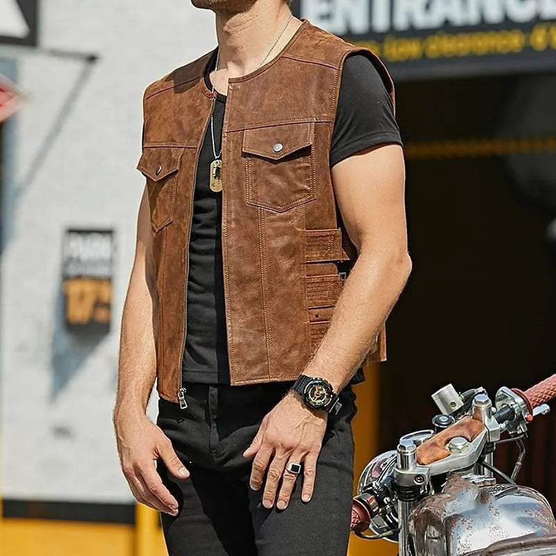 Severin | Robust Men's Leather Waistcoat For Everyday & Outdoor Use