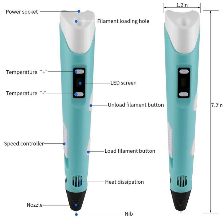 PenPro 3D Printing Pen + 3 Colour Refills