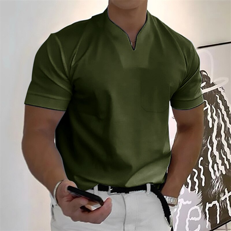 Raki Elegantes plain-colored shirt with V-neck
