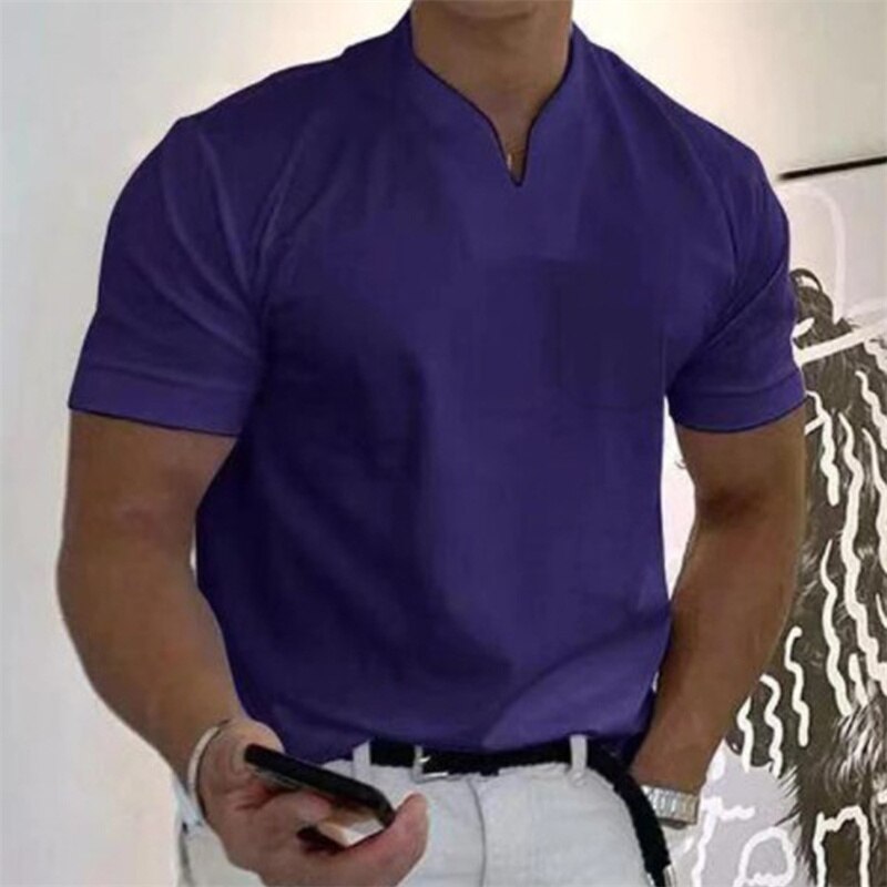 Raki Elegantes plain-colored shirt with V-neck