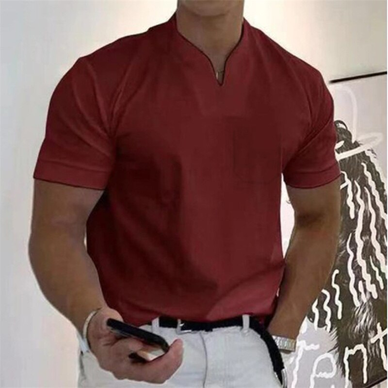 Raki Elegantes plain-colored shirt with V-neck