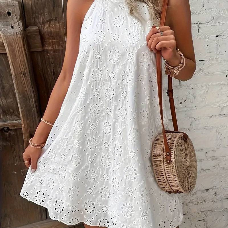 Ralinda White Embroidered Strappy Dress