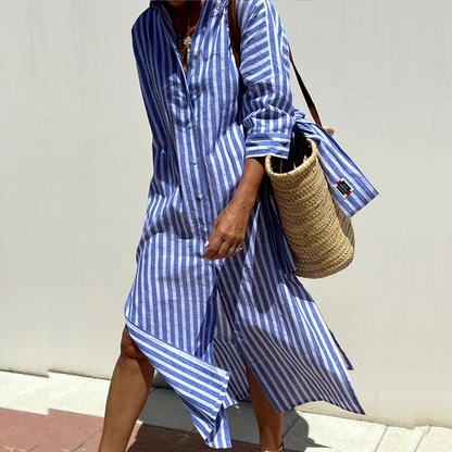 Sobin | Elegant Striped Shirt Dress For Women