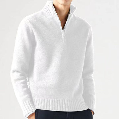 Cendere | Men's Sweater With Lapel And Zipper Unicolored