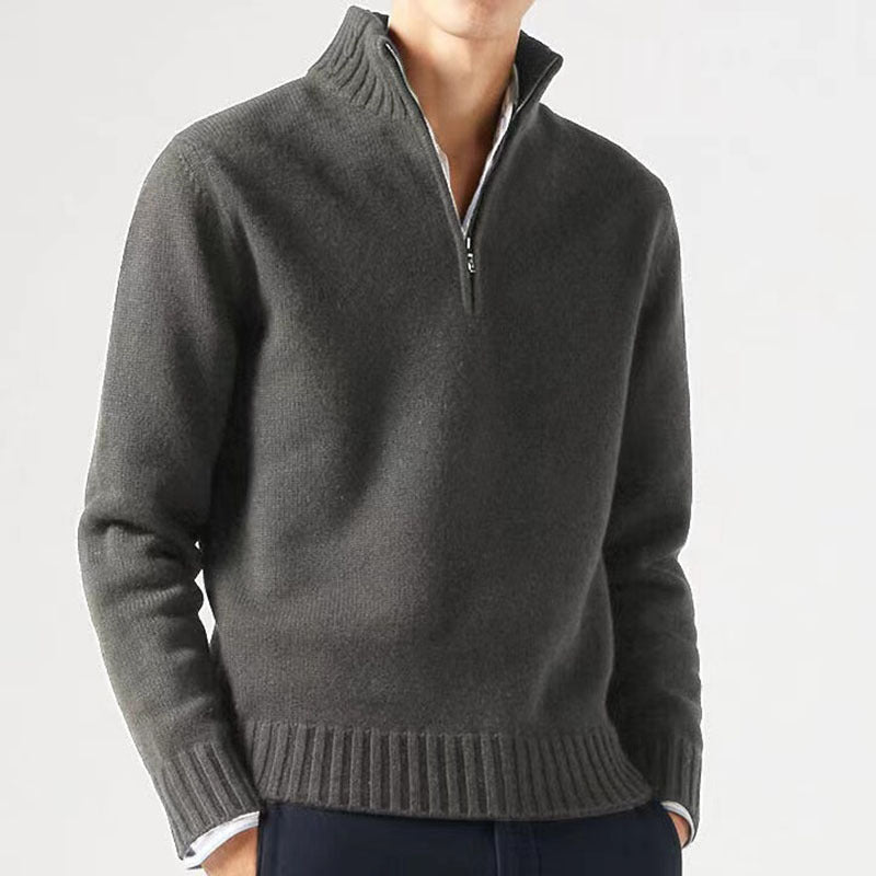 Cendere | Men's Sweater With Lapel And Zipper Unicolored