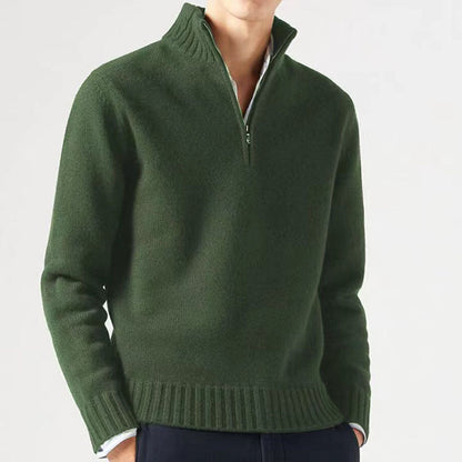 Cendere | Men's Sweater With Lapel And Zipper Unicolored