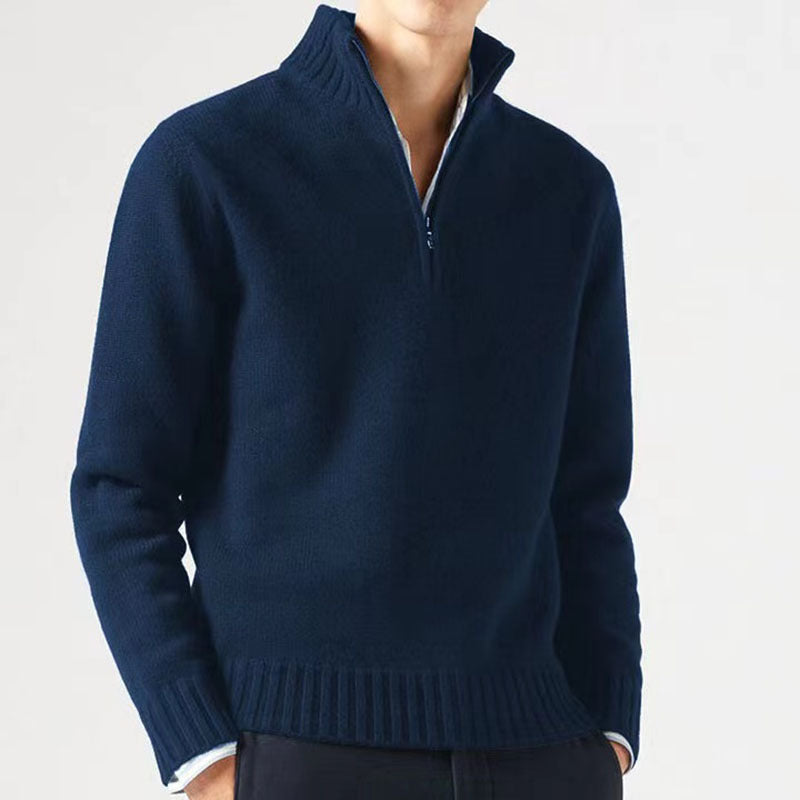 Cendere | Men's Sweater With Lapel And Zipper Unicolored