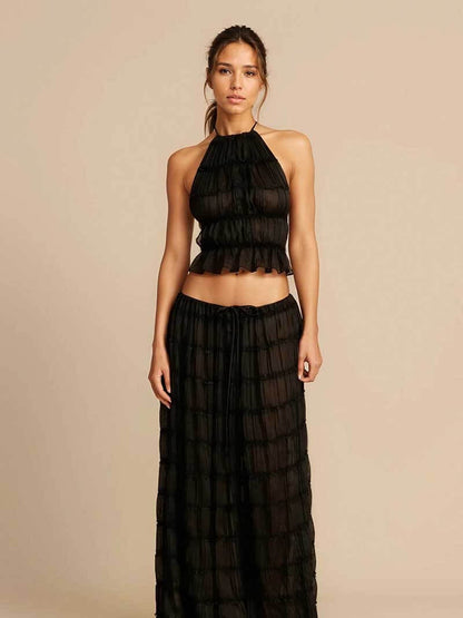 Rossia | Backless Pleated Dress Set For Women