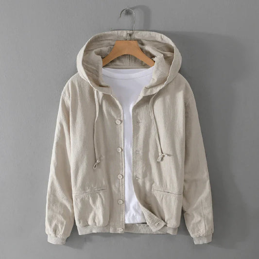 Orianes | Italian Linen Jacket With Hood For Fall