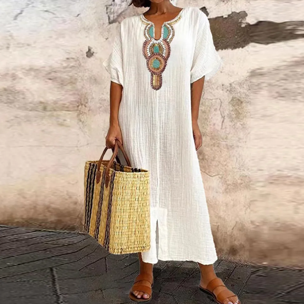 Jazze | Fashionable Maxi Dress With Short Sleeve