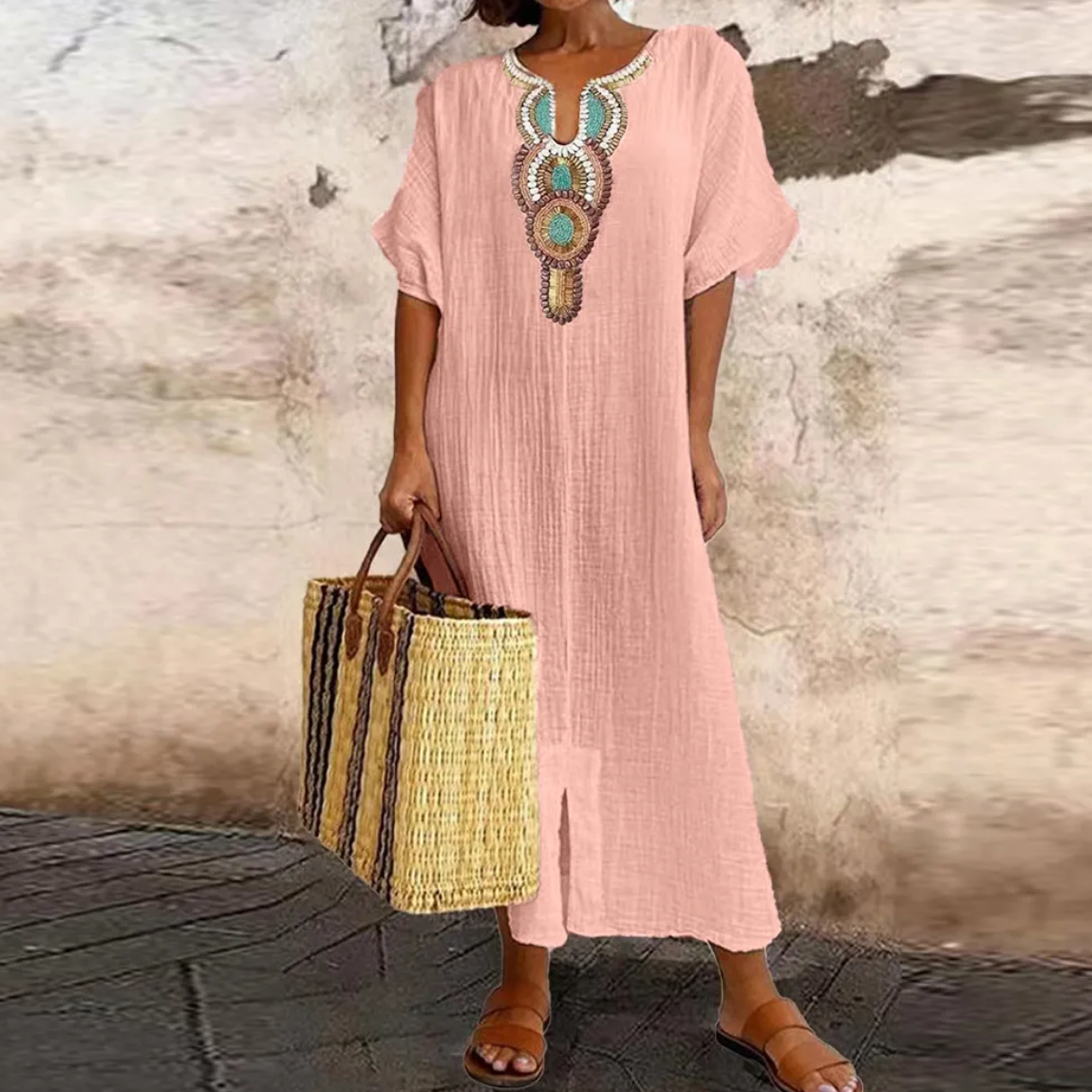 Jazze | Fashionable Maxi Dress With Short Sleeve