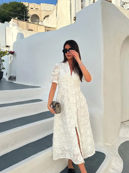 Célina | Midi Dress With Embroidery - Stylish Women's Fashion