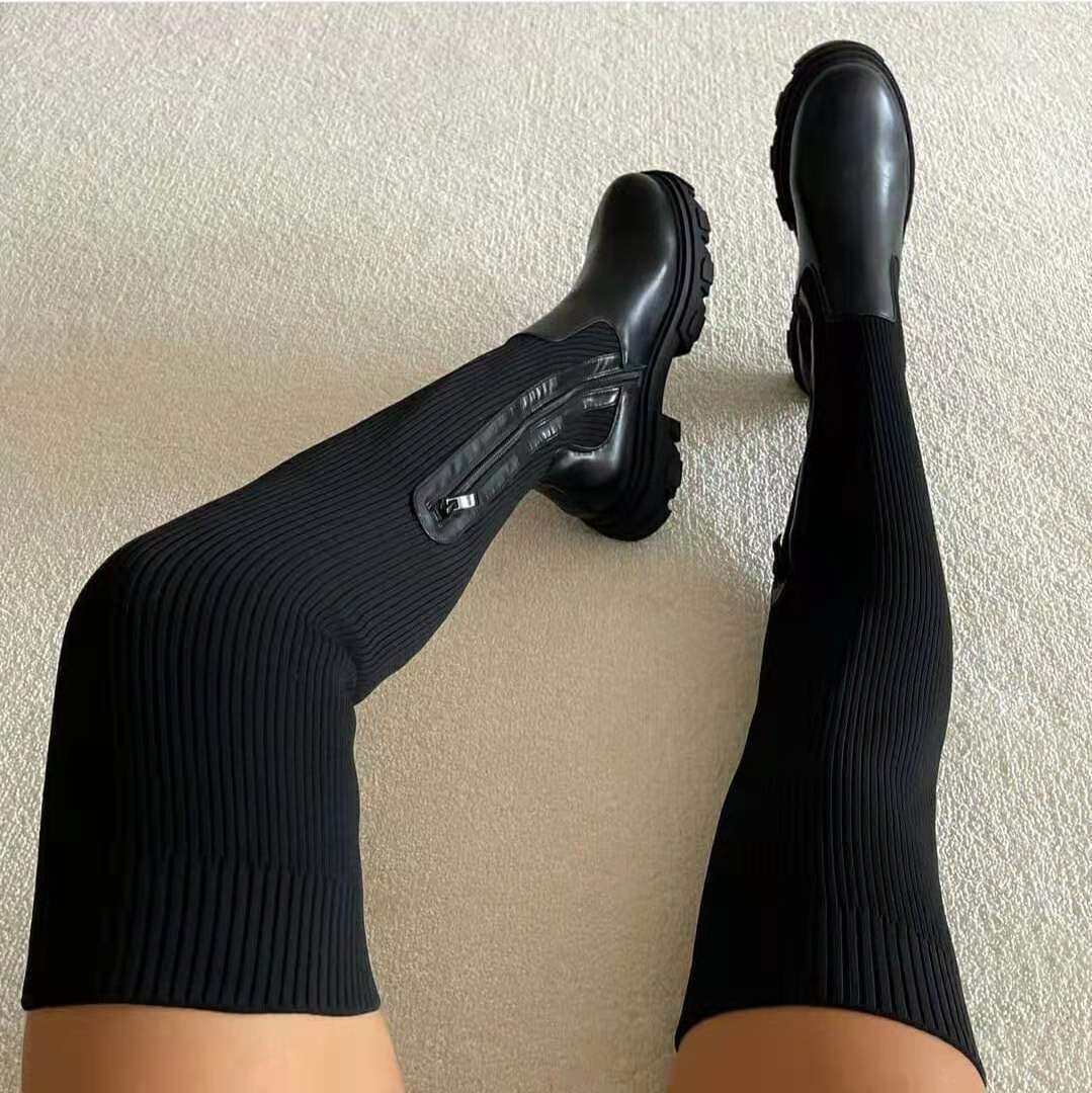 Chelzou | Chic Winter Overknee Sock Boots For Women