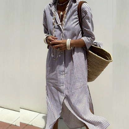 Sobin | Elegant Striped Shirt Dress For Women