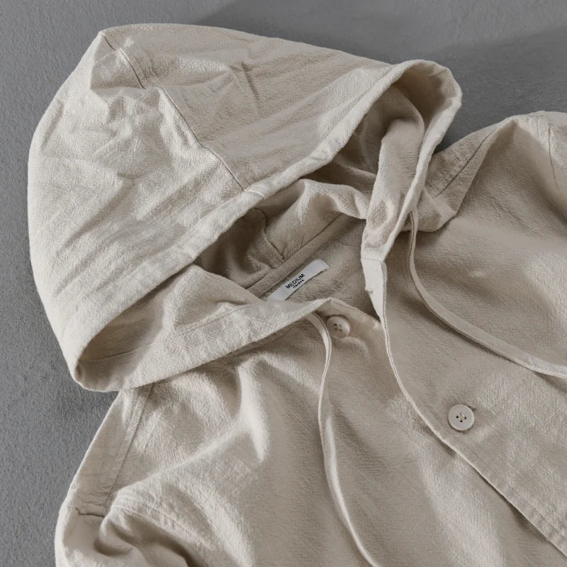 Orianes | Italian Linen Jacket With Hood For Fall