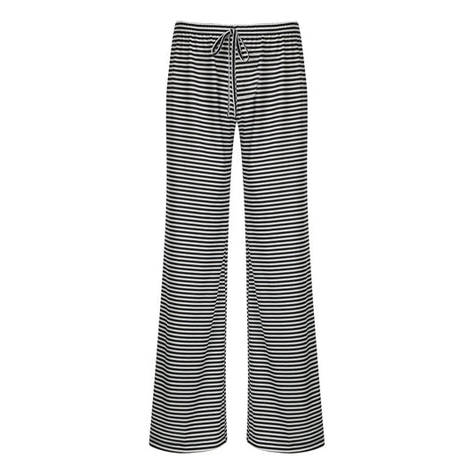 Majken | Ladies Striped Pants With Wide Leg And Drawstring