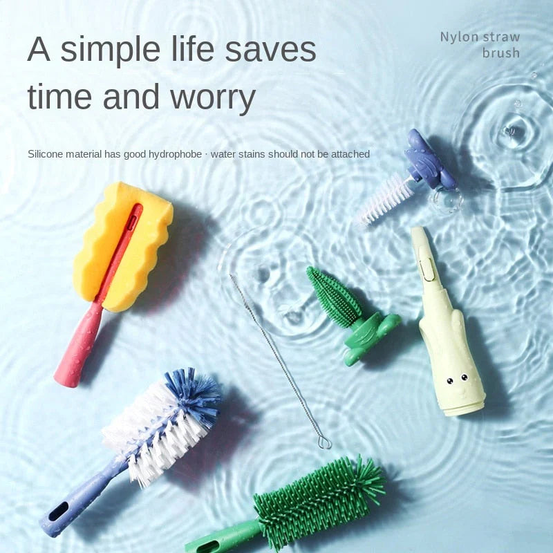 Tira Complete Bottle Cleaning Set - Nylon Brush, Straw Brush, 360-Degree Design