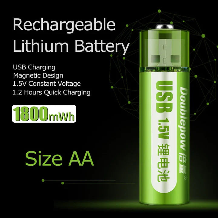 Tyzer USB rechargeable AA batteries | 1 USB battery = 500 disposable batteries