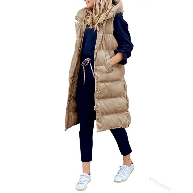 Long cotton vest jacket without sleeves