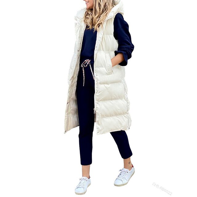 Long cotton vest jacket without sleeves