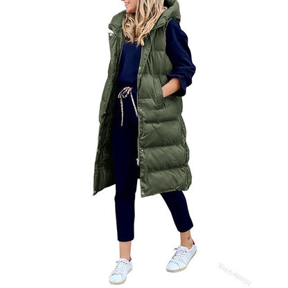 Long cotton vest jacket without sleeves