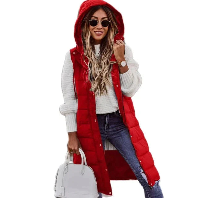 Long cotton vest jacket without sleeves