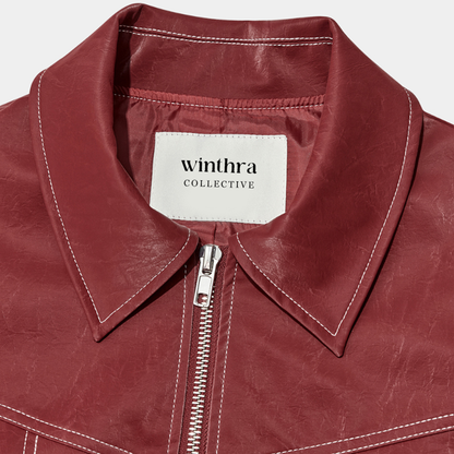 Winthra oversized jacket with contrast stitching in red