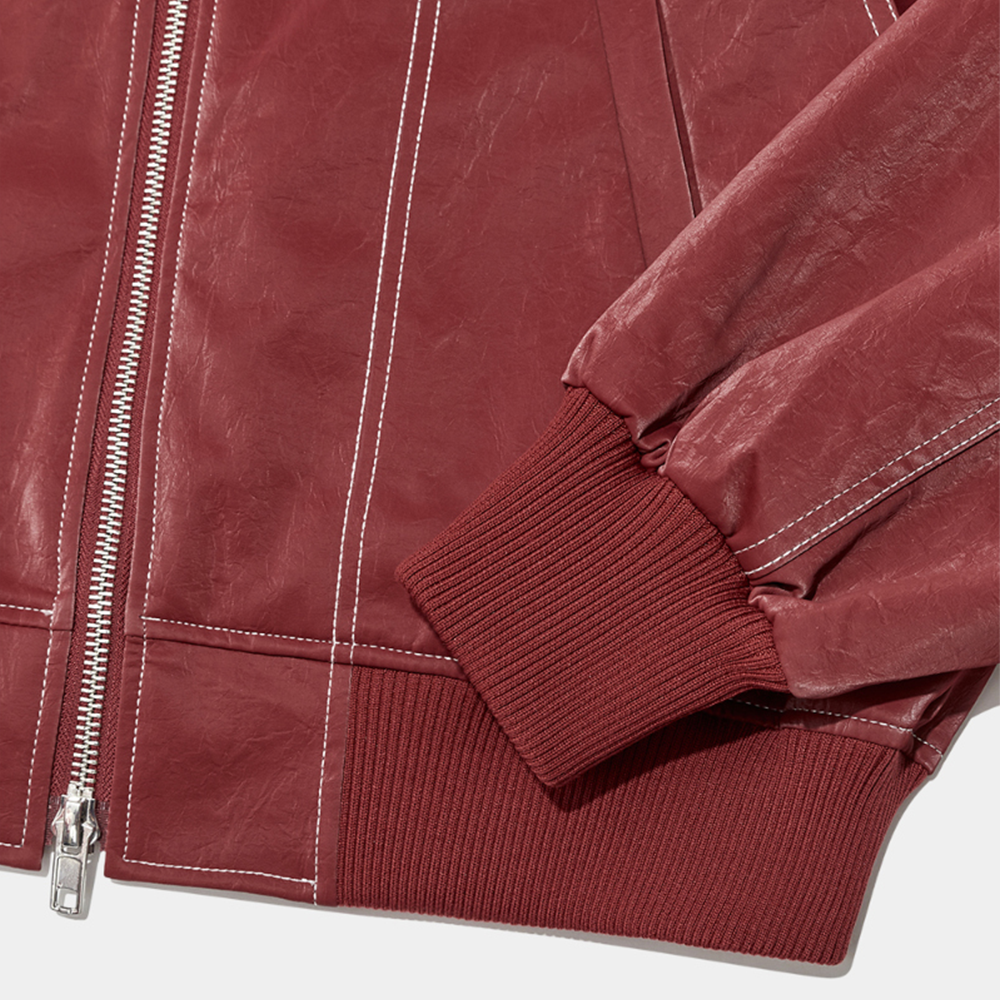 Winthra oversized jacket with contrast stitching in red