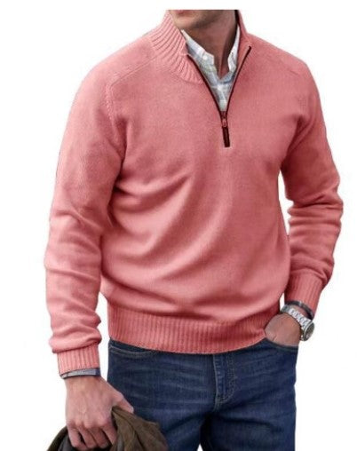 Cendere | Men's Sweater With Lapel And Zipper Unicolored