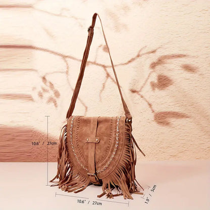 Elmirana | Ladies Crossbody Bag With Tassel - Brown