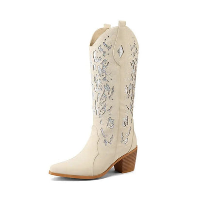 Céline | Western Cowboy Ankle Boots With Embroidery And Heel