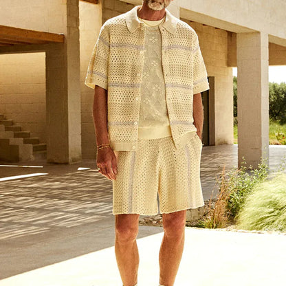 Elio | Retro Knit Set For Men - Short Sleeve & Stylish