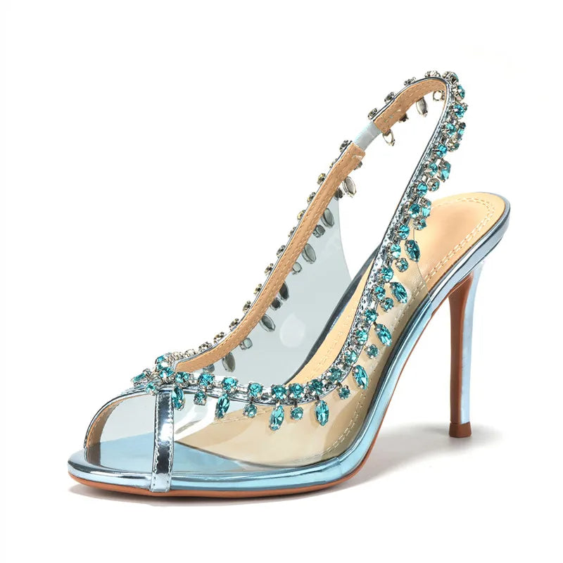 Chiaraa | Transparent High Heels With Rhinestones For Women