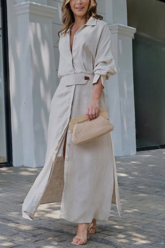 Laureze | Classic Linen Maxi Dress Timeless Elegance