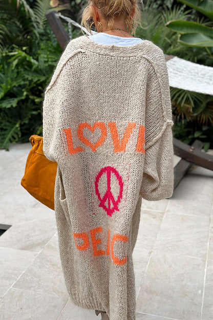 Helmi | Stylish Cardigan With Love & Peace Motif