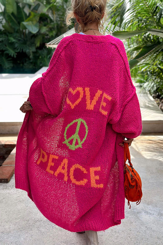 Helmi | Stylish Cardigan With Love & Peace Motif