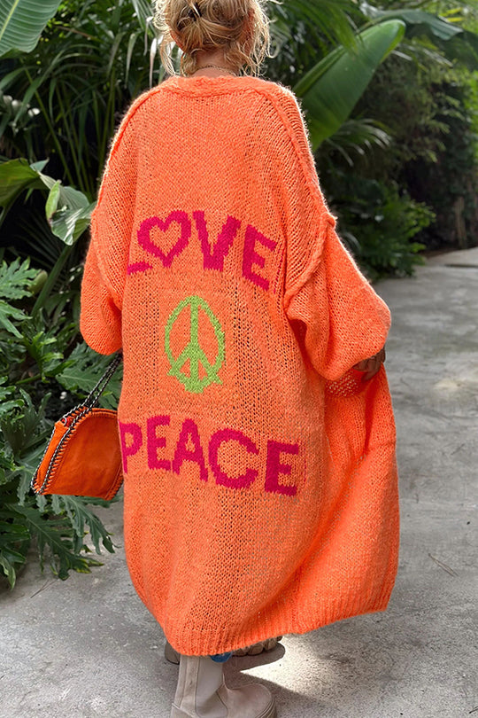 Helmi | Stylish Cardigan With Love & Peace Motif