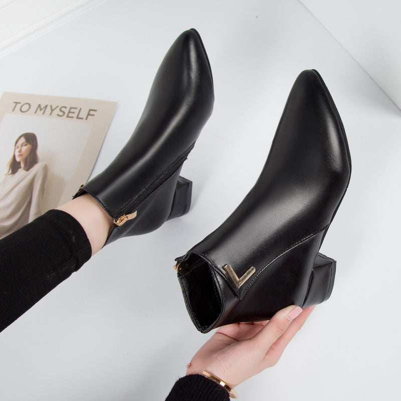 Hatzel | Stylish Leather Ankle Boots For Women Fall Fashion