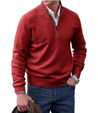 Cendere | Men's Sweater With Lapel And Zipper Unicolored